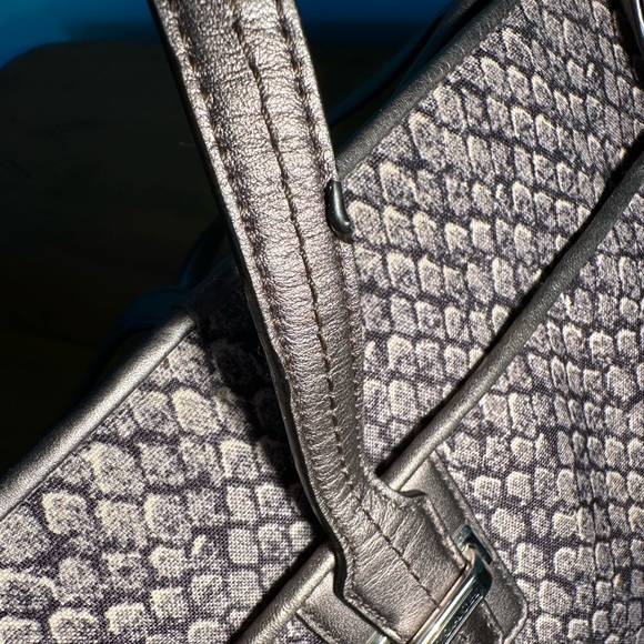 Coach Taylor Alexis Carryall Satchel Gunmetal Gray Snake Print Tote Bag F26034 - Picture 13 of 17